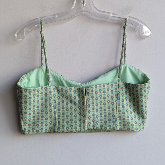 Zara Pastel Floral Printed Bustier Corset Inspired Tank Crop Top - Picture 4 of 6